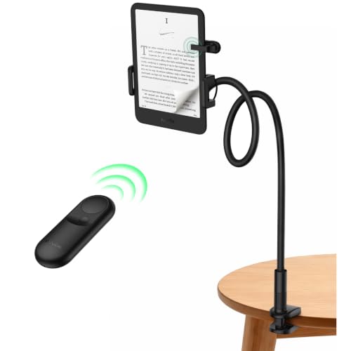 Stouchi Gooseneck Kindle Holder with Remote Page Turner for Bed Reading