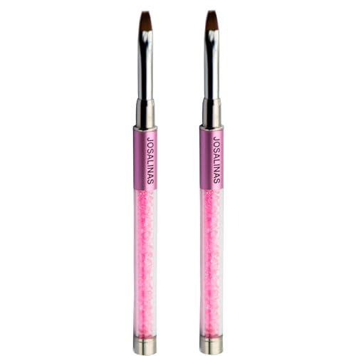 Nail Brushes Art Pen 2PCS, Gel Polish Painting Tools with Nail Extension Gel Builder, Salon at Home DIY Manicure (Pink-Oval#6) - color: Pink