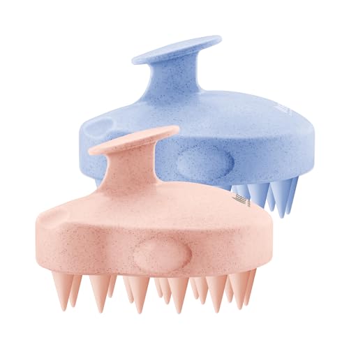 HEETA 2-Pack Large Scalp Massager Scrubber Shampoo Brush for Hair Growth - color: New Pink & Blue