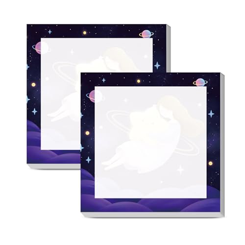 Sticky Notes 3x3 Inches, Cute Self-Stick Note Pads, Funny Memo Pads, Easy to Post Sticky Notes for Office, Home & Notebook Cute Girl Moon Star - color: Cute Girl Moon Star