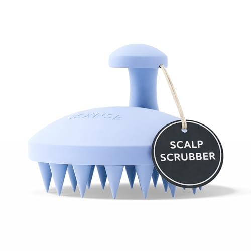 SXNSE Revive Silicone Scalp Massager - Manual Scalp Scrubber & Exfoliator Brush for Dandruff, Buildup & Itch - Scalp Shampoo Brush for Wet & Dry Hair with Soft Bristles and Easy-Grip Handle, Arctic - color: Arctic