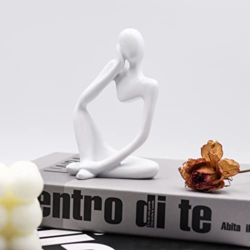 Thinker Statues and Sculptures, Resin Thinker Statue Ornaments, Abstract Style Sculptures, Housewarming Gifts, Housewarming Decorations, Living Room Dining Desk Decorations (White Right, Small) - color: White Right, size: Small