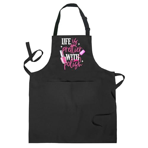 Nail Tech Aprons for Women with Pockets, Gifts for Nail Techs Technicians Artists Manicurists, Peace Love Nails - color: 12 Nail Tech Apron