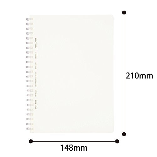KOKUYO Spiral Lined Notebook, 8.3'' x 5.8'' Business Journal A5 Soft Ring Notebooks with A 6mm Ruled, 80 Perforated Sheets, Clear 1 Subject Notebook, Note Taking for Work. Japan Import (SU-SV538B-T) - size: A5