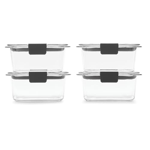 Rubbermaid Brilliance BPA Free Airtight Food Storage Containers with Lids, Set of 4 (4.7 Cup) Ideal for Lunch, Meal Prep, and Leftovers - size: 4.7 cup (8-Piece)