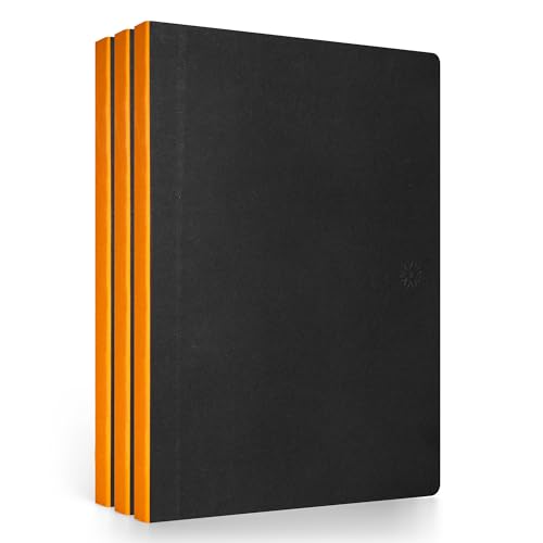 Notsu Dot Grid Lay Flat Notebook 3-Pack, 6" x 8.5" - color: Orange, size: 6" x 8.5" (Pack of 3)