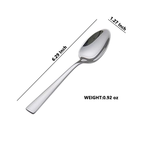 6-Pieces Teaspoons Set, 6.29 Inches Tea Spoon,Stainless Steel 18/0 - size: 6pcs-square