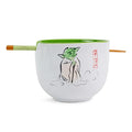 Star Wars Yoda May The Force Be With You Ceramic Dinnerware Set | Includes 20-Ounce Ramen Noodle Bowl and Wooden Chopsticks
