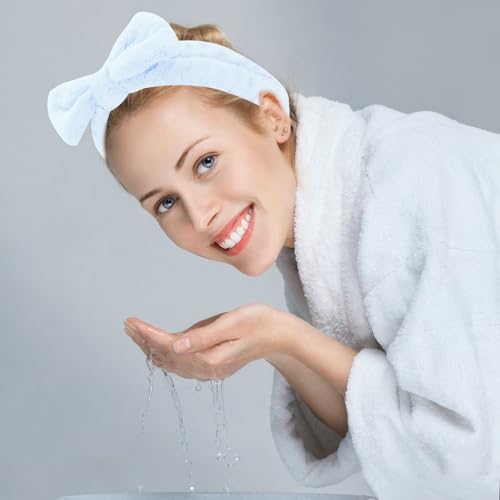 10 Pack Blue Soft Microfiber Spa Headbands for Women & Girls - color: Blue