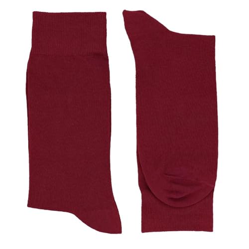 tiemart Men's Socks, Fits Men's Shoe Sizes 8-12 - color: Burgundy Solid