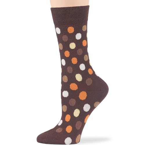7BIGSTARS Women Cotton Crew Socks, Patterned 4 Pack, M 5-9 - L 8-12 - color: 01d - Brown Assortment (A29), size: 5-9