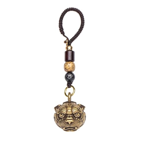 Brass Decorative Bells Keychain with Pi Xiu Pattern, Hanging Lucky Bell for Car Keys or Backpack as Good Luck Charms - style: Pi Xiu Bell