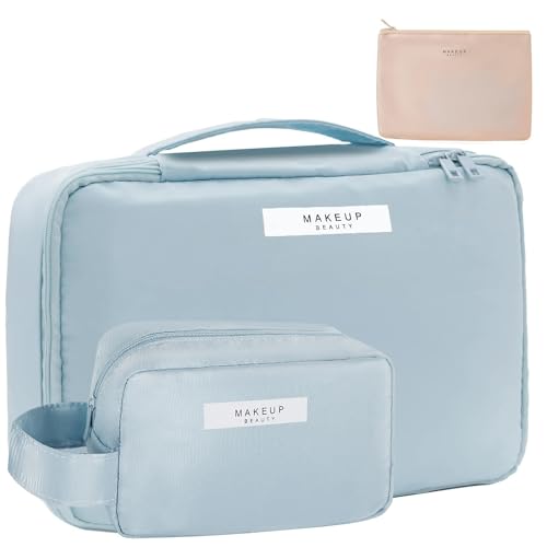 Queboom Travel Makeup Bag Cosmetic Bag Toiletry Bag for Women & Men - color: Blue-3pcs