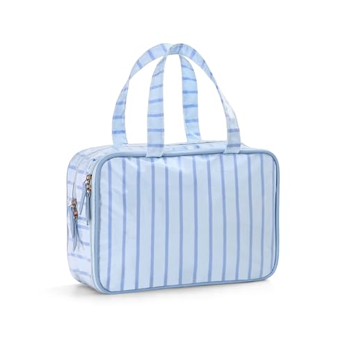 Toiletry Bag for Women, Blue Stripe - color: Blue Stripe