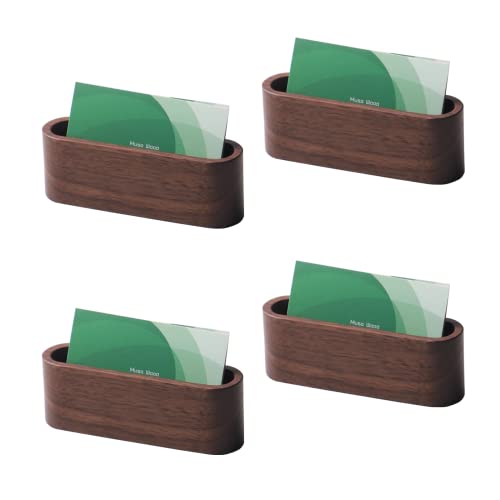 muso wood Business Card Holder for Desk 4 Pack (Walnut) - size: Walnut 4 Pack