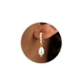 Pearl Earrings for Women,14K Gold/Silver Plated Dangle Drop Earrings - color: yellow