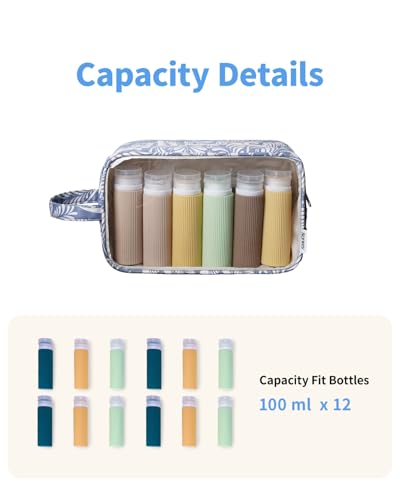 Narwey Clear Toiletry Bag for Women, Clear Cosmetic Makeup Bag for Travel - color: Blue Leaf