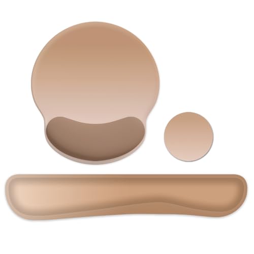 RICHEN 3 PCS Computer Mouse Pads for Desk with Coaster Set, Non-Slip Keyboard Wrist Rest and Mouse Pad Set, Ergonomic Design (Gradient Brown) - color: Gradient Brown
