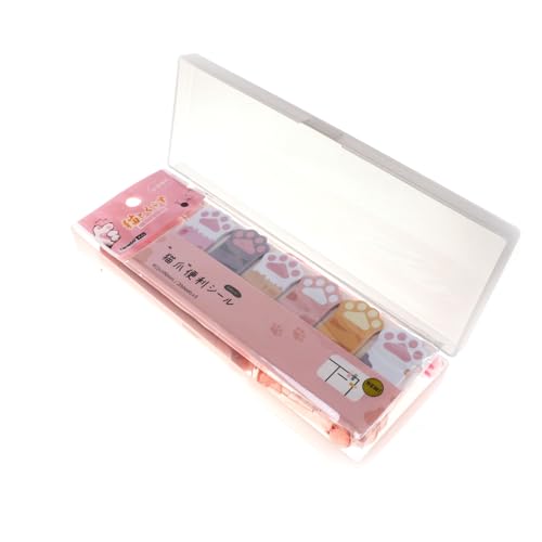 9 Pcs Cute Cat Paw Stationery Set Pencil Sharpener Retractable Eraser Correction Tape Sticky Notes Ruler Mini Scissors Utility Cutter School Office Supplies (Pink1)