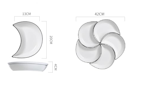 5pcs Porceline Serving Trays and Platters Ceramic Divided Serving Dishes Set Large White Decorative Appetizer Food Sushi Snacks Nuts Curry