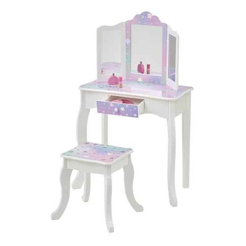 Teamson Kids - Starry Sky Print Gisele Medium Vanity - White/Lavender - color: White/Lavender