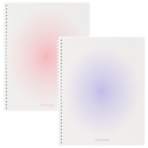 Oucaru A4 Spiral Notebook 2 Pack College Ruled Cute Pastel Notebooks - color: Pink+Purple, size: 8.5" x 11"