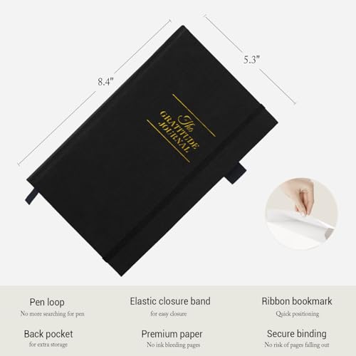 The Gratitude Journal - Inspire Thankfulness, Mindfulness, Positivity, Happiness, Affirmation, Productivity & Self Care - Undated Daily Reflection & Gratitude Journal for Women & Men - Upgraded with - color: Black