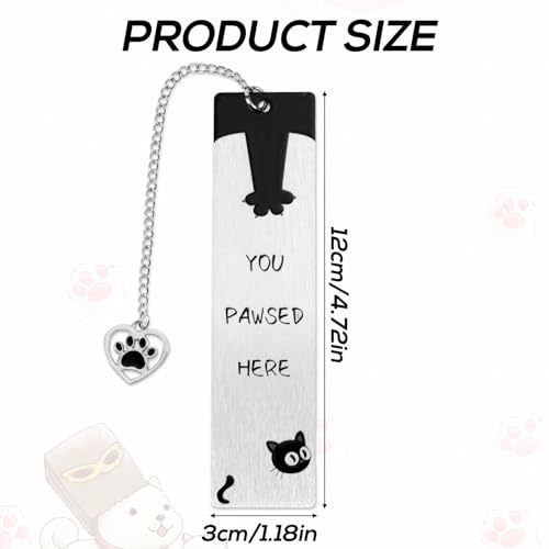 Black Inspirational Funny Cute Cat Bookmark for Reading Women - style: Cat Paw 2