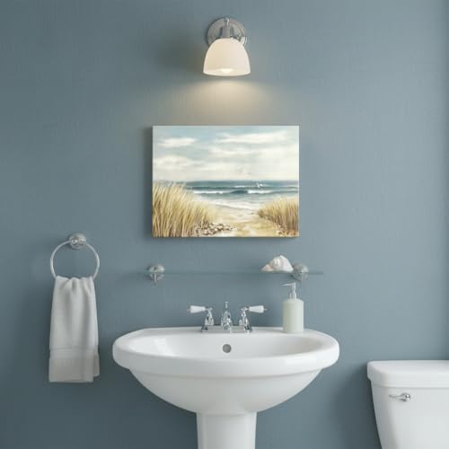 arttitue Beach Wall Art Canvas Bathroom: Ocean Coastal Picture Decor Sea Seascape Prints Modern Seaside Seashore Painting Waves Seagull Artwork for Bedroom Living Room Office Decorations, Blue - color: Beach Path, size: 16"L x 11"W