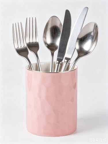 Ceramic Pen Holder Stand Cup Pencil Holder Organizer Makeup Brush Holders for Home Office Desk (Pink) - color: Pink