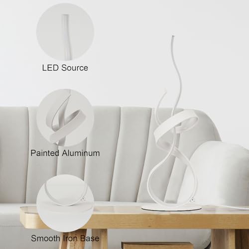 22inch 24W 2700LM Modern 3 Color Touch Dimmer LED Table Lamps with Remote Control for Bedroom, Living Room, Office, and Gaming Setup, Unique Gift Idea(White Seaweed) - color: White Seaweed