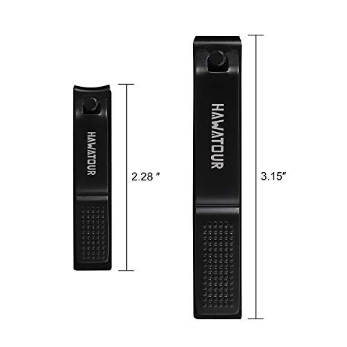 HAWATOUR Nail Clippers Set with Visibly Tin Case, Black - color: Black