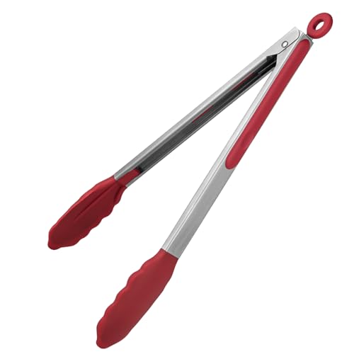 U-Taste Kitchen Tong for Cooking, 600ºF Heat-Resistant Silicone, 12in/Red - color: Red, size: 12 inch