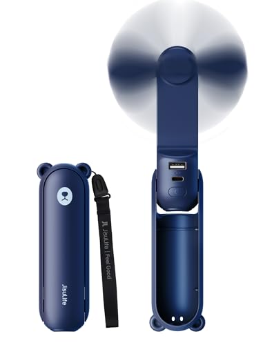 JISULIFE 3 IN 1 Portable Fan with Power Bank & Flashlight Featured - color: Blue