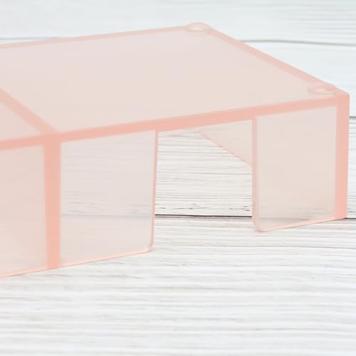 Pink Sticky Note Holder for Desk Acrylic Pink Paper Clip Holder Clear Sticky Notes Organizer 3 Grids Memo Note Pads Storage Container Notepad Dispenser for Cute Desktop Accessories