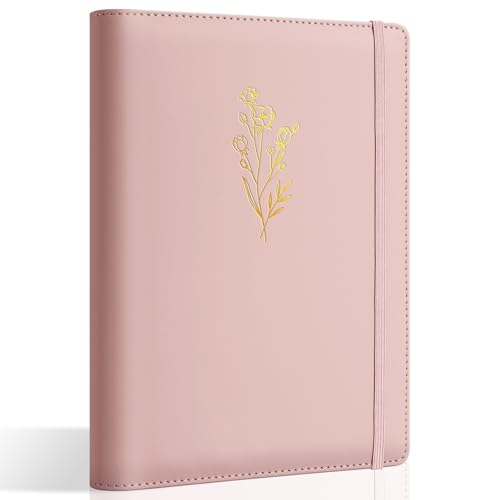 Ovesmusl PU Leather Aesthetic A5 Binder 6 Ring Binder Journal Cover - color: Pink, size: A5