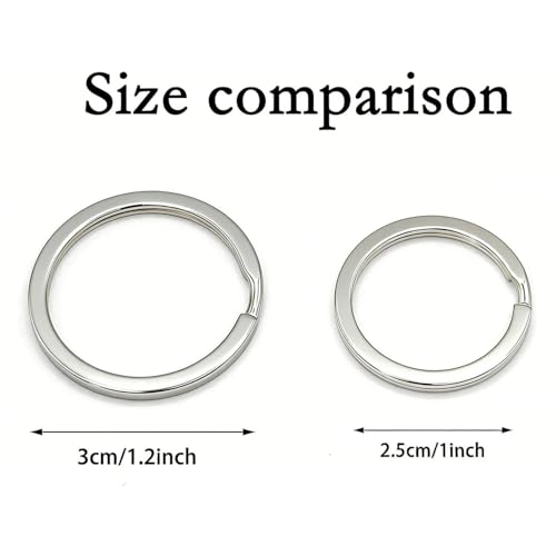 11 Pcs Stainless Steel Keyrings,Heavy Duty Round Split Key Chain Rings,30 mm/1.2 inch Flat Keyring