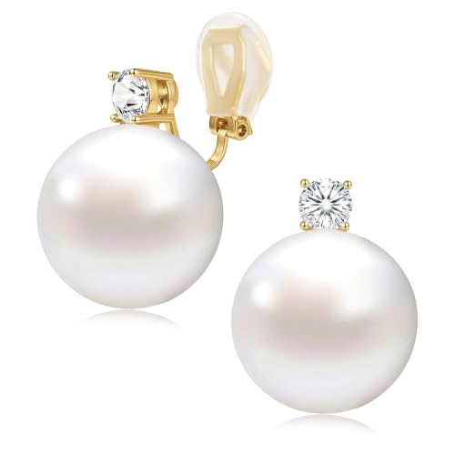 Pearl Clip On Earrings for Women with Jewelry Box