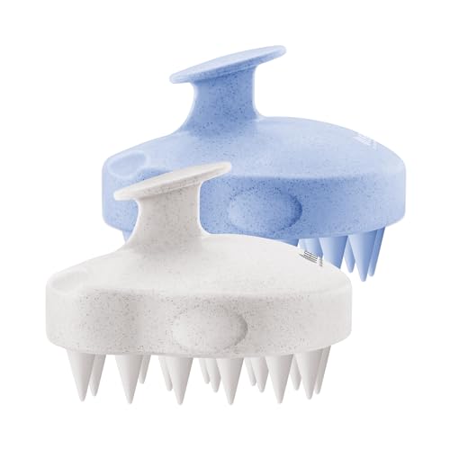 HEETA 2-Pack Large Scalp Massager Scrubber Shampoo Brush for Hair Growth - color: New Blue & Beige