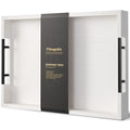 Fibogollo Bamboo Serving Trays with Metal Handles,Large(White) - style: White-Large