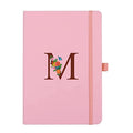 Pink Notebook for Women, 5.7"X8.3" A5 Journal Notebook with Letter M, Dual-Sided Writing Notebook with Dividers, Cute Leather Journal for Work, Business, School, Meetings, Travelers, Small Notebook - color: M