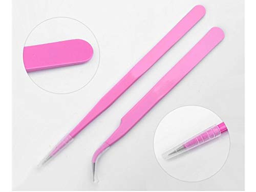 Aoshang 2PCS Stainless Steel Straight and Curved Tip Tweezers Nippers