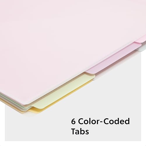 Smead Poly Project Organizer, 6 Tabs, 12 Pockets, Letter Size, Pastel (89208) (Pack of 1) - size: Letter, style: Pastel, 1 Count