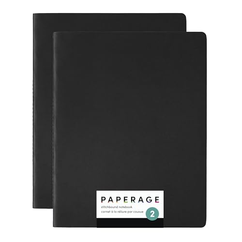 PAPERAGE Soft Cover Lined Journal Notebook, 2 Pack, (Black), 100 Pages, Large 7.5 inches x 9.5 inches, College Ruled, Ideal for Note Taking & Travel Journal - color: Black, style: Lined 100pgs (2 Pack)