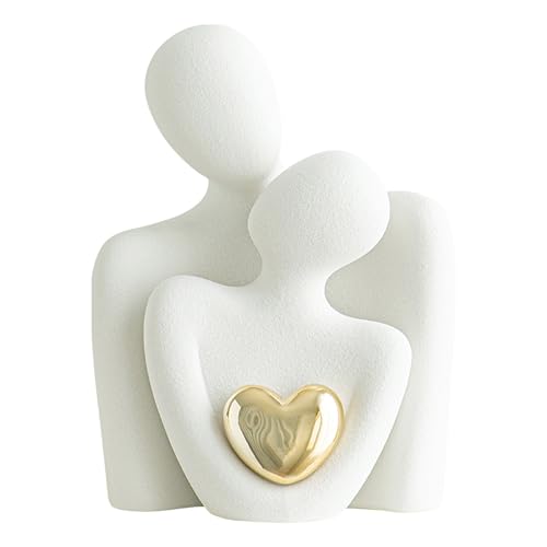 Ceramic Couple Statue - Modern Shelf Decor Knick Knacks for Shelves, Valentine's Day Wedding Gifts, Home Decor for Living Room, Bedroom, Bookshelf & TV Stand (L) - size: L-7.08in