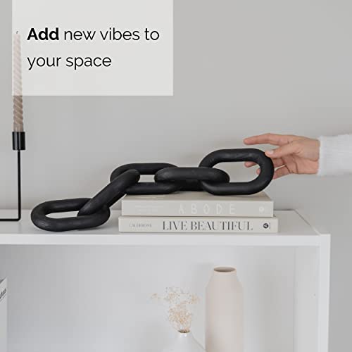 PEAKOLY Wood Chain Link Decor - Modern Coffee Table Decor Items, Black Chain Decor for Coffee Table, Wooden Decorative Chain, Bookshelf Decor, Shelf Decor Accents, Table Decorations for Living Room - color: Black