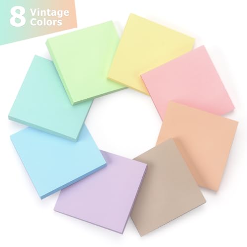 OSBOO Sticky Notes 3x3 Inch 8 Pack Pastel Colors, 80 Sheets/Pad - color: 8 Pastel Colors