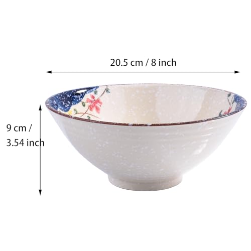 Japanese Ceramic Ramen Bowl Set Set of 2, 8.2 Inch Porcelain Noodle Bowls - color: QC