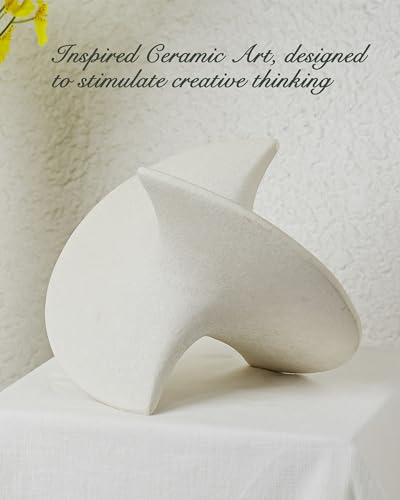 UPWOIGH White Abstract Balancing Sculpture, 9.45 x 8.6 x 9.45 Inch - color: White Ceramic Inspired Art