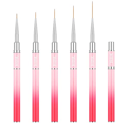 Yasterd Nail Art Brushes, 5pcs Long Nail Art Line Brushes - color: Gradient pink